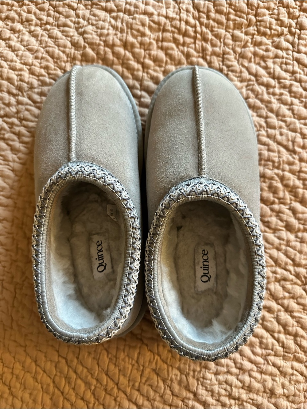Quince Cozy Faux-Suede Slipper Mules in Light Taupe